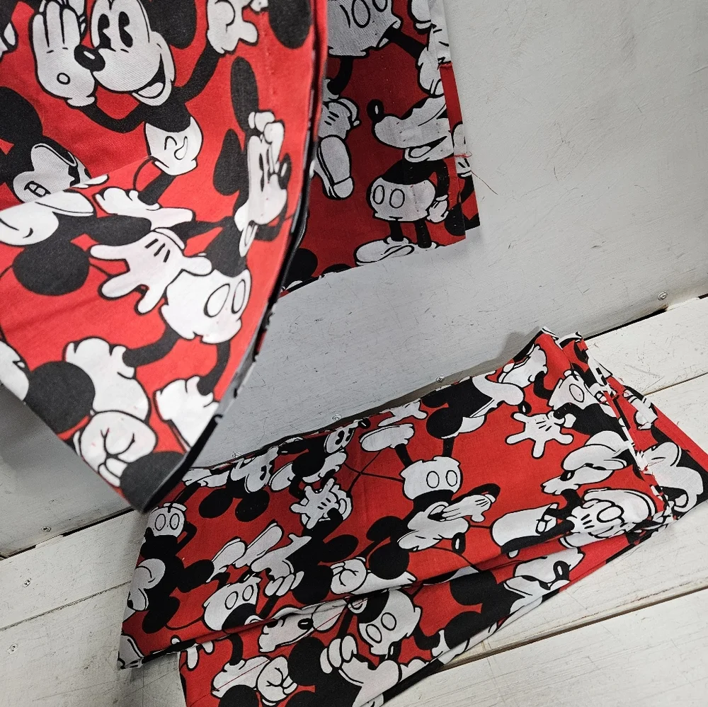 Disney Mickey Mouse vintage handmade sewn 2 curtains 2 valances 80s 90s